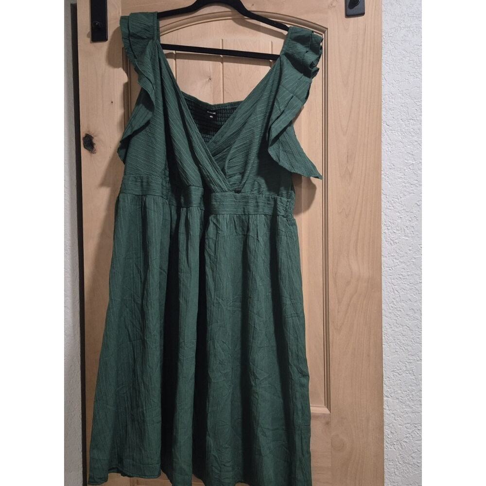Shomchic Emerald Green Ruffle Midi Dress Plus Size 4X Smocked Back Wedding - Picture 3 of 8